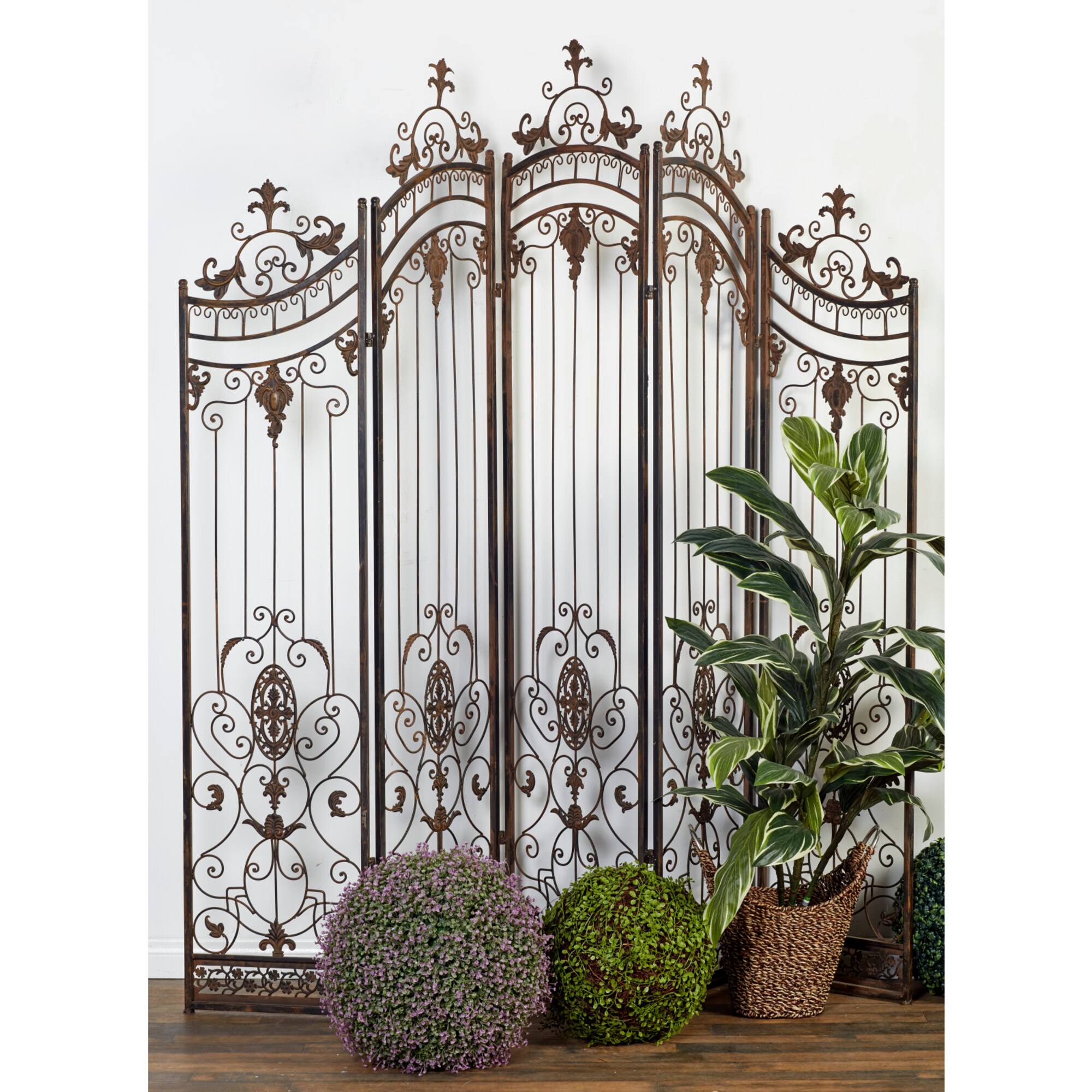 Brown Metal Eclectic Room Divider Screen, 80 " x 80 " x 1 "